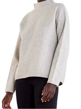 ADAY Wing It Cashmere Wool Sweater Small Heathered Cream
